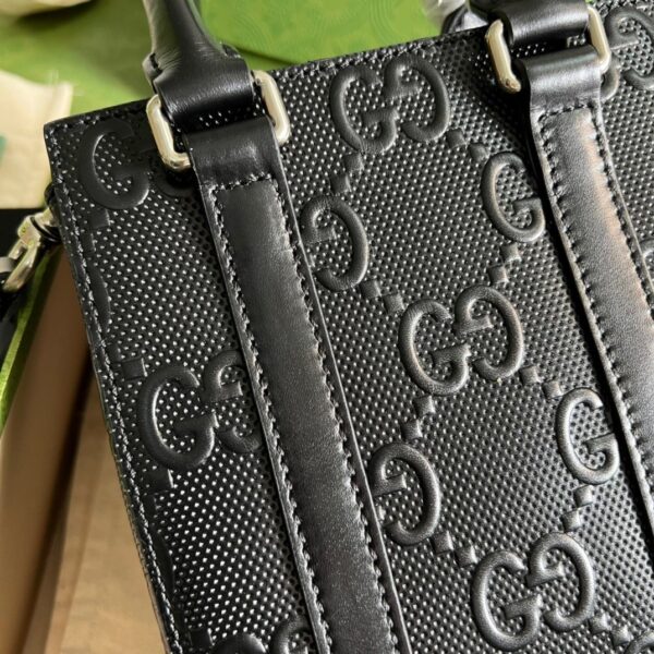 1:1 Replica Gucci GG Embossed Mini Tote Bag Black GG Embossed For Men  7.9in/20cm GG 696010 1W3CN 1000