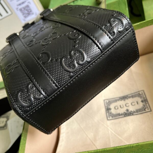 1:1 Replica Gucci GG Embossed Mini Tote Bag Black GG Embossed For Men  7.9in/20cm GG 696010 1W3CN 1000