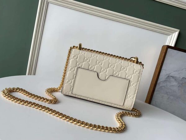 1:1 Replica Gucci GG Embossed Padlock Shoulder Bag White Milky For Women 8in/20cm