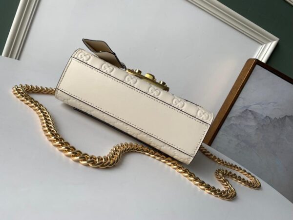 1:1 Replica Gucci GG Embossed Padlock Shoulder Bag White Milky For Women 8in/20cm