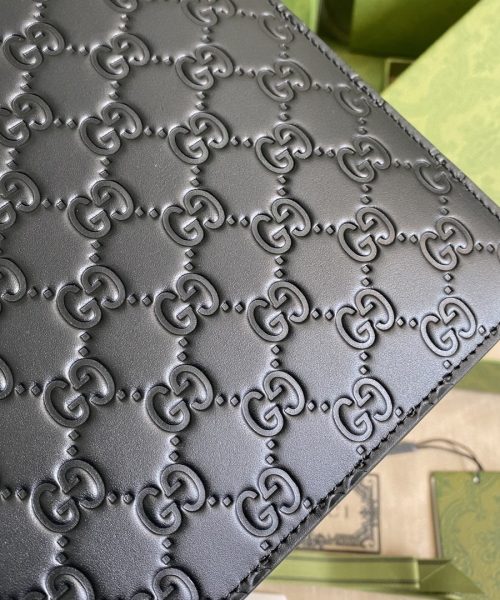 1:1 Replica Gucci GG Embossed Pouch Black GG Embossed For Men 12in/30cm GG