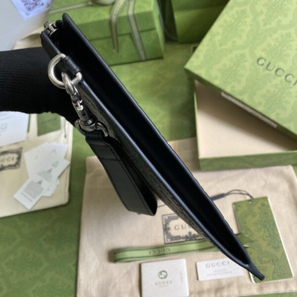 1:1 Replica Gucci GG Embossed Pouch Black GG Embossed For Men 12in/30cm GG