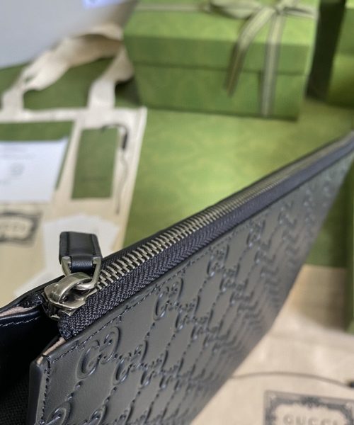 1:1 Replica Gucci GG Embossed Pouch Black GG Embossed For Men 12in/30cm GG