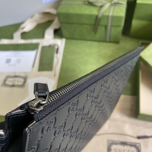 1:1 Replica Gucci GG Embossed Pouch Black GG Embossed For Men 12in/30cm GG