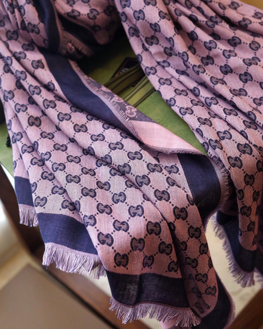 Gucci GG Jacquard Cotton Stole Scarf Pink 87in/220cm 
