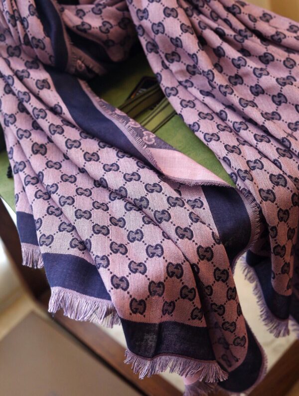 Gucci GG Jacquard Cotton Stole Scarf Pink 87in/220cm