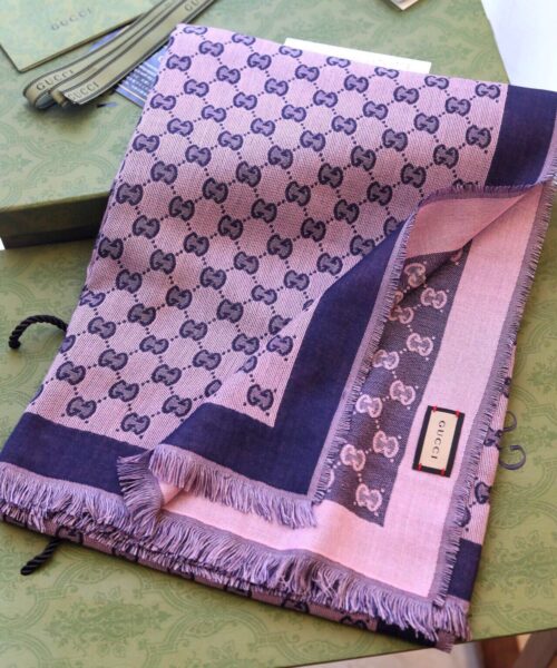 Gucci GG Jacquard Cotton Stole Scarf Pink 87in/220cm 