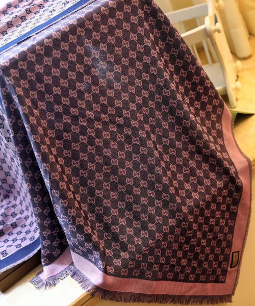 Gucci GG Jacquard Cotton Stole Scarf Pink 87in/220cm 