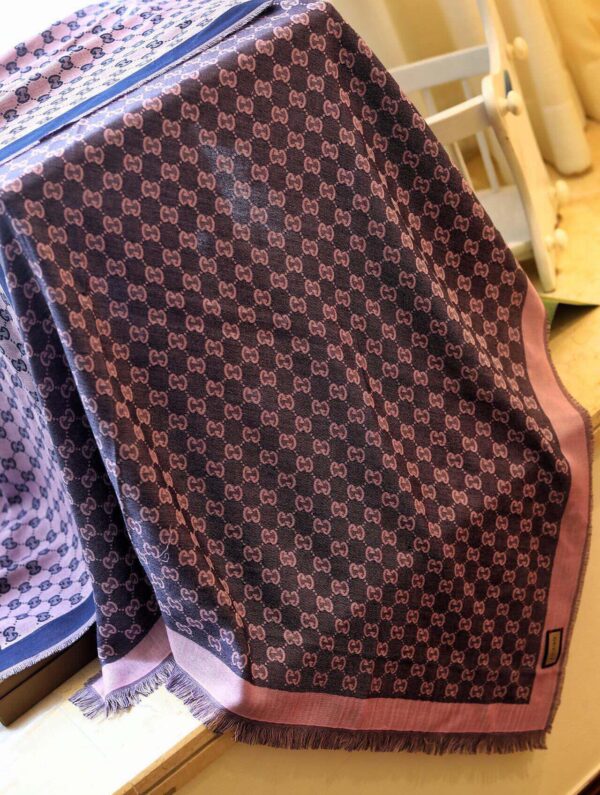 Gucci GG Jacquard Cotton Stole Scarf Pink 87in/220cm 