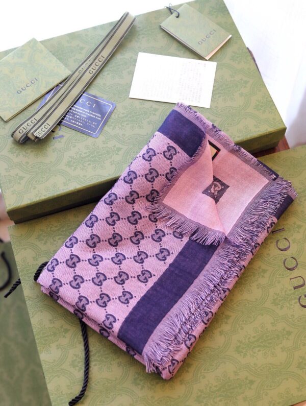 Gucci GG Jacquard Cotton Stole Scarf Pink 87in/220cm 
