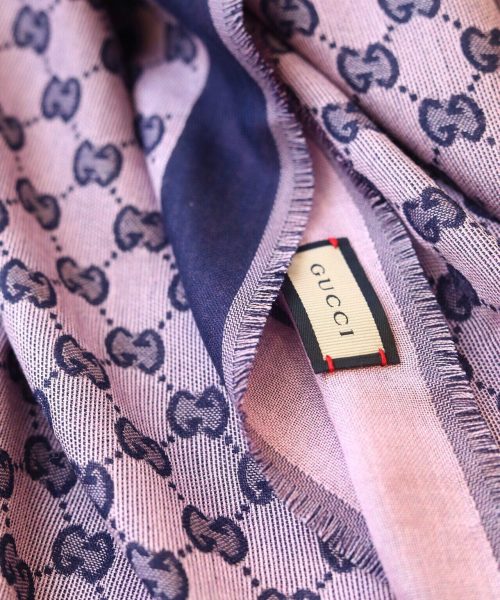 Gucci GG Jacquard Cotton Stole Scarf Pink 87in/220cm 