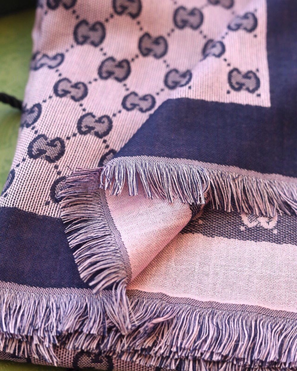Gucci GG Jacquard Cotton Stole Scarf Pink 87in/220cm 