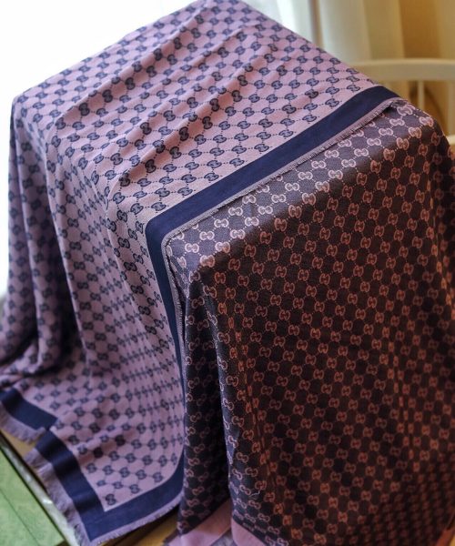 Gucci GG Jacquard Cotton Stole Scarf Pink 87in/220cm 