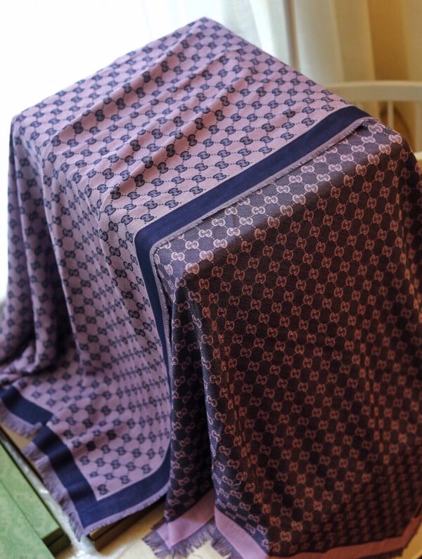 Gucci GG Jacquard Cotton Stole Scarf Pink 87in/220cm