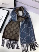 Gucci GG Jacquard Knit Scarf With Tassels Blue/Brown 67in/170cm 