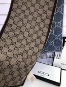 Gucci GG Jacquard Knit Scarf With Tassels Blue/Brown 67in/170cm 
