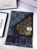 Gucci GG Jacquard Knit Scarf With Tassels Blue/Brown 67in/170cm 