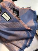 Gucci GG Jacquard Silk Wool Shawl Blue/Brown 55in/140cm