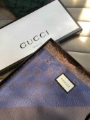 Gucci GG Jacquard Silk Wool Shawl Blue/Brown 55in/140cm