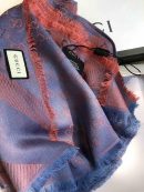 Gucci GG Jacquard Silk Wool Shawl Blue/Orange 55in/140cm