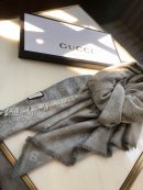 Gucci GG Jacquard Silk Wool Shawl Grey 55in/140cm