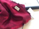 Gucci GG Jacquard Silk Wool Shawl Red 55in/140cm