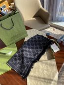 Gucci GG Lamé Lacquard Stole Scarf Black 71in/180cm 