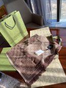 Gucci GG Lamé Lacquard Stole Scarf Brown 71in/180cm 