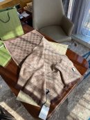 Gucci GG Lamé Lacquard Stole Scarf Brown 71in/180cm 