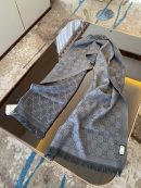 Gucci GG Lamé Lacquard Stole Scarf Grey 71in/180cm 