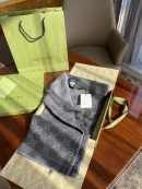 Gucci GG Lamé Lacquard Stole Scarf Grey 71in/180cm 