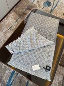 Gucci GG Lamé Lacquard Stole Scarf Light Grey 71in/180cm 