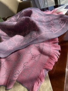 Gucci GG Lamé Lacquard Stole Scarf Pink 71in/180cm 