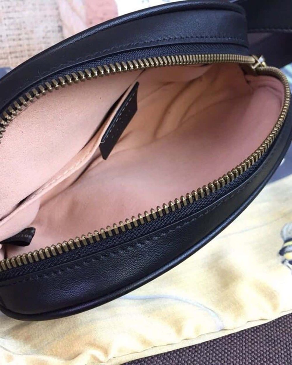 1:1 Replica Gucci GG Marmont Belt Bag Black For Women 7in/18cm GG 476434