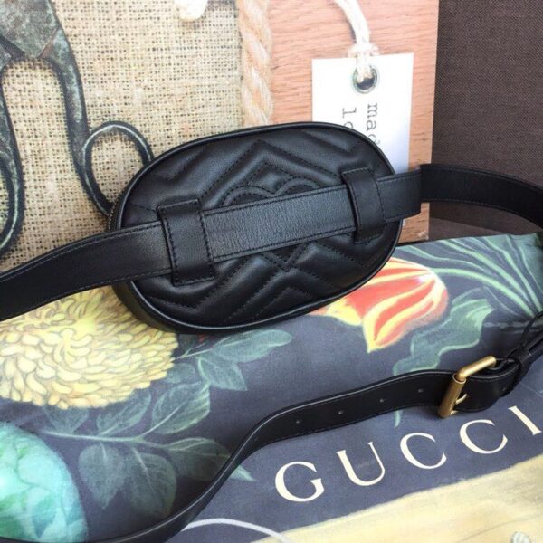 1:1 Replica Gucci GG Marmont Belt Bag Black For Women 7in/18cm GG 476434