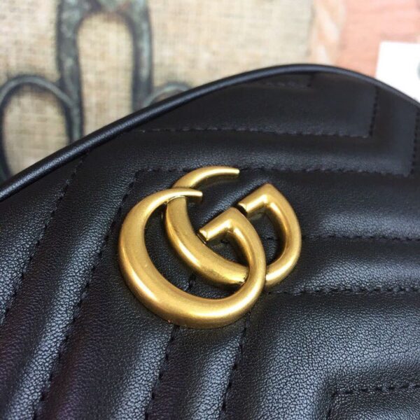 1:1 Replica Gucci GG Marmont Belt Bag Black For Women 7in/18cm GG 476434