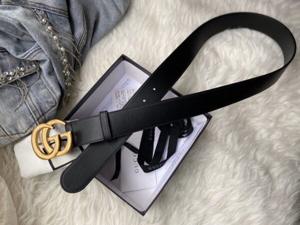 1:1 Replica Gucci GG Marmont Belt With Shiny Buckle Black For Women, Women Belt 406831 0YA0G 1000