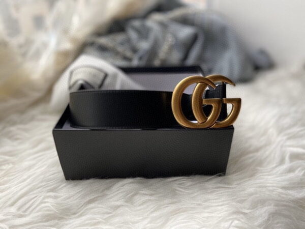 1:1 Replica Gucci GG Marmont Belt With Shiny Buckle Black For Women, Women Belt 406831 0YA0G 1000