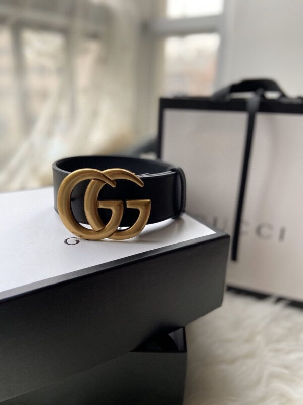 1:1 Replica Gucci GG Marmont Belt With Shiny Buckle Black For Women, Women Belt 406831 0YA0G 1000