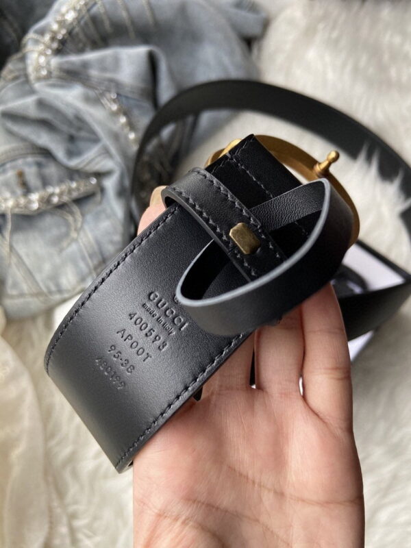 1:1 Replica Gucci GG Marmont Belt With Shiny Buckle Black For Women, Women Belt 406831 0YA0G 1000