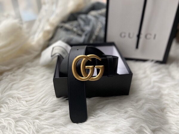 1:1 Replica Gucci GG Marmont Belt With Shiny Buckle Black For Women, Women Belt 406831 0YA0G 1000