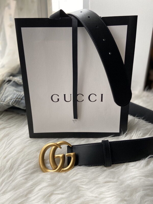 1:1 Replica Gucci GG Marmont Belt With Shiny Buckle Black For Women, Women Belt 406831 0YA0G 1000