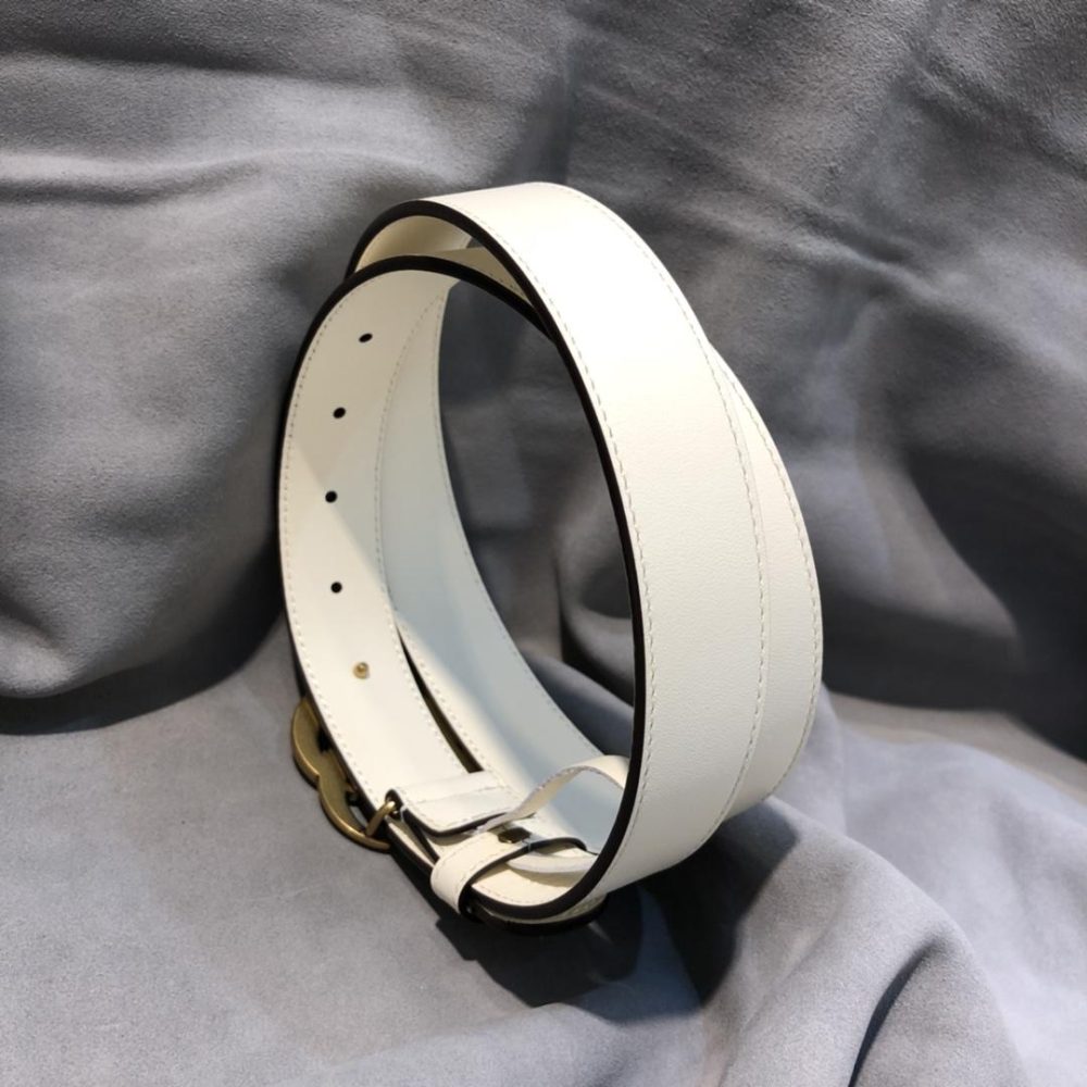 1:1 Replica Gucci GG Marmont Belt With Shiny Buckle White, Women Belt ‎409417 - Image 3