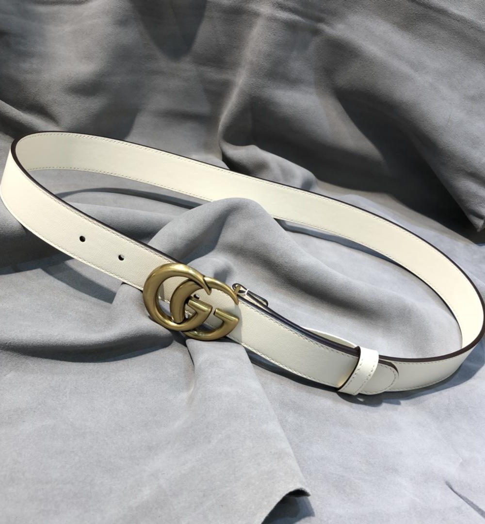 1:1 Replica Gucci GG Marmont Belt With Shiny Buckle White, Women Belt 409417