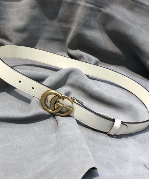 1:1 Replica Gucci GG Marmont Belt With Shiny Buckle White, Women Belt ‎409417