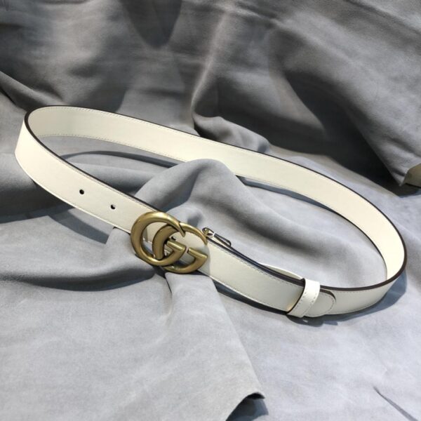 1:1 Replica Gucci GG Marmont Belt With Shiny Buckle White, Women Belt ‎409417