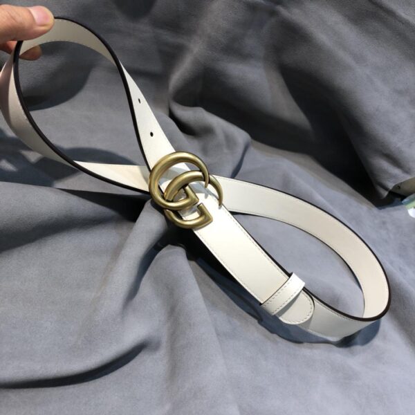 1:1 Replica Gucci GG Marmont Belt With Shiny Buckle White, Women Belt ‎409417