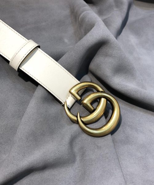 1:1 Replica Gucci GG Marmont Belt With Shiny Buckle White, Women Belt ‎409417