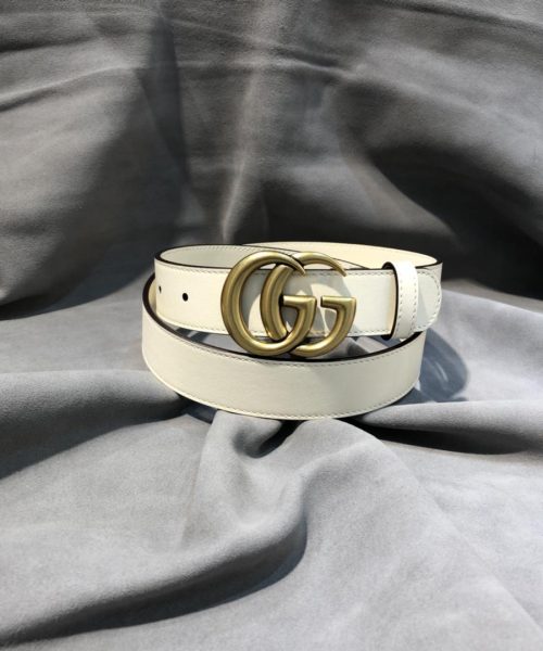 1:1 Replica Gucci GG Marmont Belt With Shiny Buckle White, Women Belt ‎409417