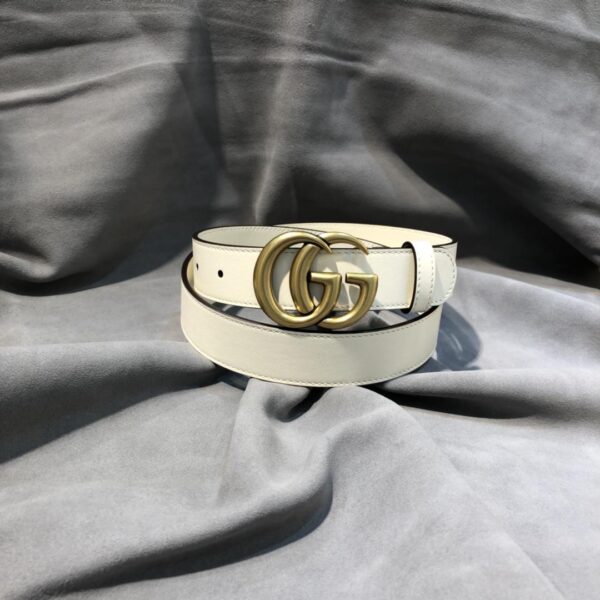 1:1 Replica Gucci GG Marmont Belt With Shiny Buckle White, Women Belt ‎409417